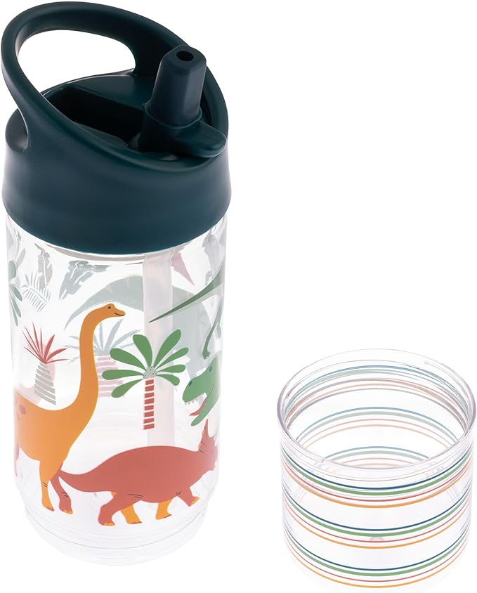Stephen Joseph, Kids Sip and Snack Water Bottle, 12 oz Tritan BPA Free, Drink and Snack Water Bottle for Girls & Boys, Back to School Water Bottle, Blue Dino