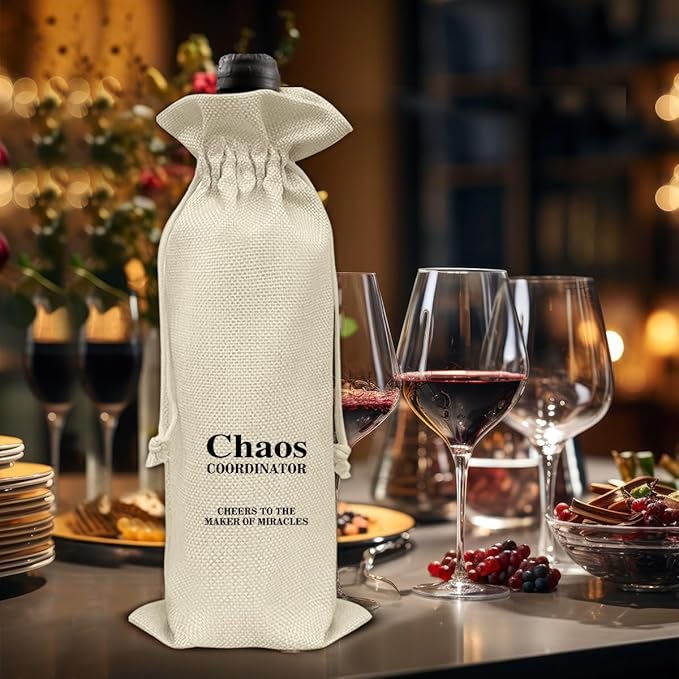 Chaos Coordinator Gifts Wine Bag Thank You Gifts for Coworker Boss Manager Teacher Nurse Doctor Chaos Coordinator Wine Gift Bag