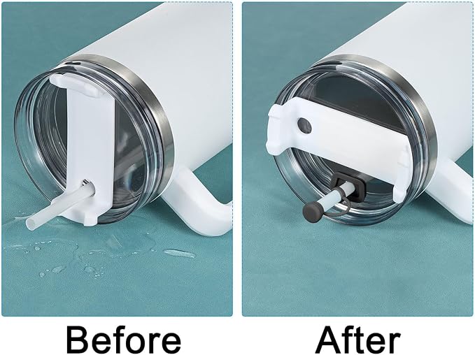 PATIKIL Silicone Spill Stopper for Straw Cup 1.0 40oz/ 30oz, Set of 3 Tumbler Accessories Including 1 Straw Cover Cap, 1 Square Spill Stopper and 1 Round Leak Stopper, Black