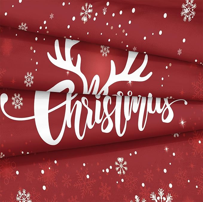 Bedbay Comforter Set King Size Christmas Bedding Set Xmas Elk Snowflakes Printed 4 Pcs Microfiber Soft Xmas Festival Bedding Set 1 Comforter 2 Pillowcases 1 Cushion Cover(Red,King)