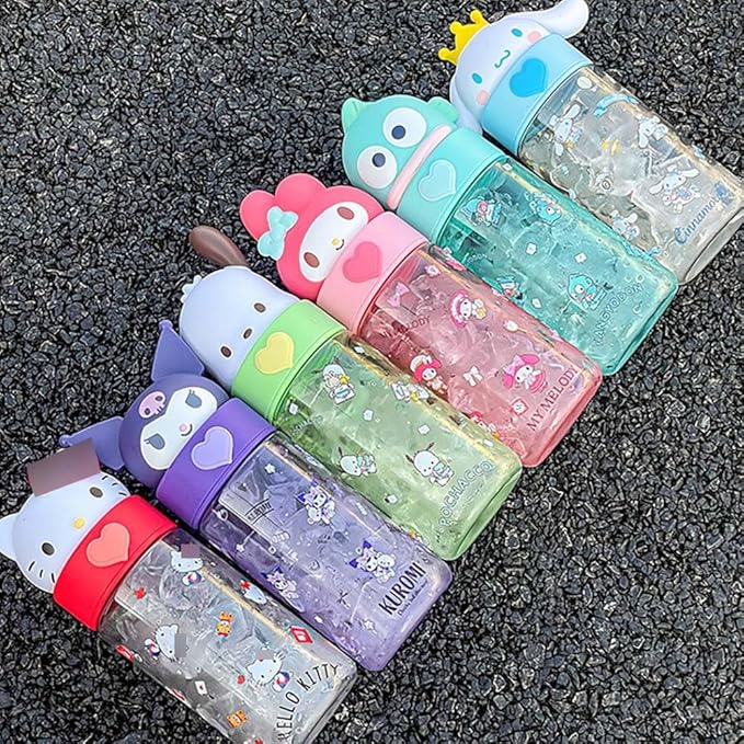 Kawaii Cartoon Water Bottle, 500ML Cute Anime Portable Drinking Bottle for Outdoor, Office, Travel, Birthday Gift
