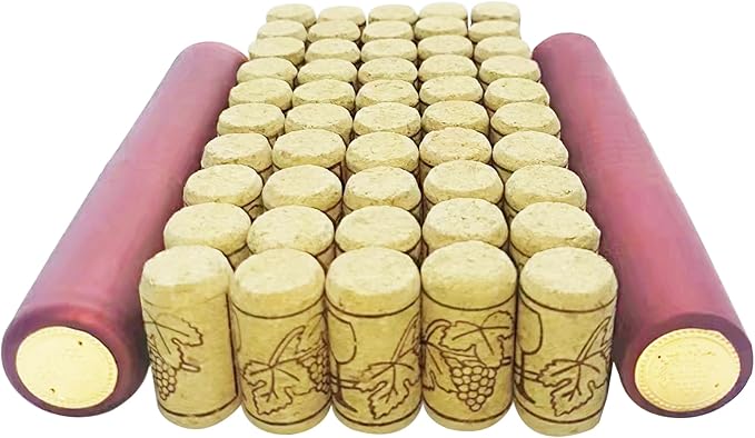 Wine Sealer for Wine Bottles Wine Corks Stopper Bottle Sealer Resealer Heat Shrink Capsule (Red and Wood, M)