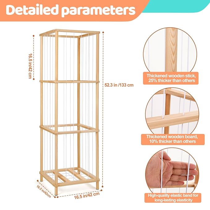 ACEPRUT Wood Stuffed Animal Storage Holder, Space Save Three Tier Vertical Large Stuffed Animal Zoo Organizer for Playroom Bedroom, Toy Storage Birthday Gifts for Kids