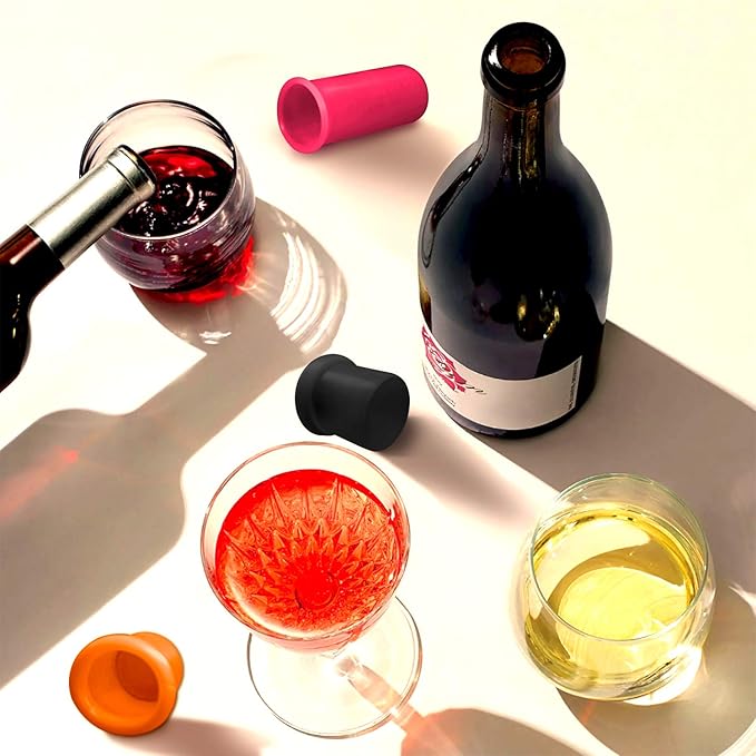 Wine Stopper - Wine Bottle Cap Reusable Wine and Beverage Bottle Stopper for Wine Lover - Novelty Wine Gift Set for Christmas Housewarming Adult Party (8 Pcs/Set)