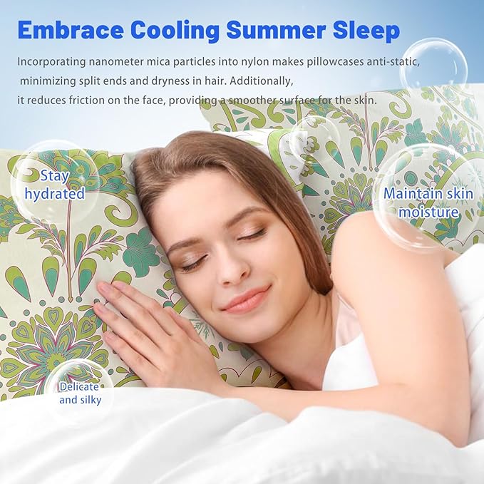 Cooling Pillow Cases for Hot Sleepers - Double Side Arc-Chill Q-Max>0.5 Cooling Fiber Cool Pillow Cases 2 Pack - Breathable Soft Cold Pillow Cases with Hidden Zipper (20" x 30")