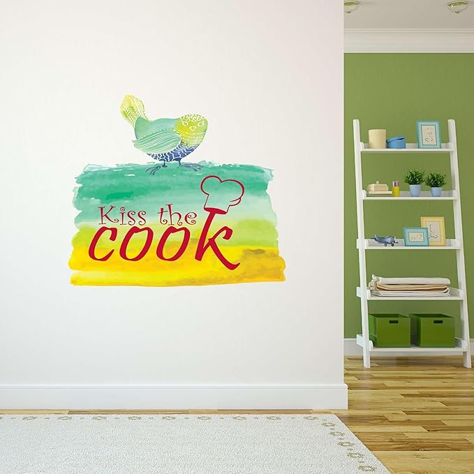 Kitchen Chef Love cook Vinyl wall Art Decal Home Wall Decoration Loving Home Kitchen Kiss The Cook - Size: 20 in x 18 in
