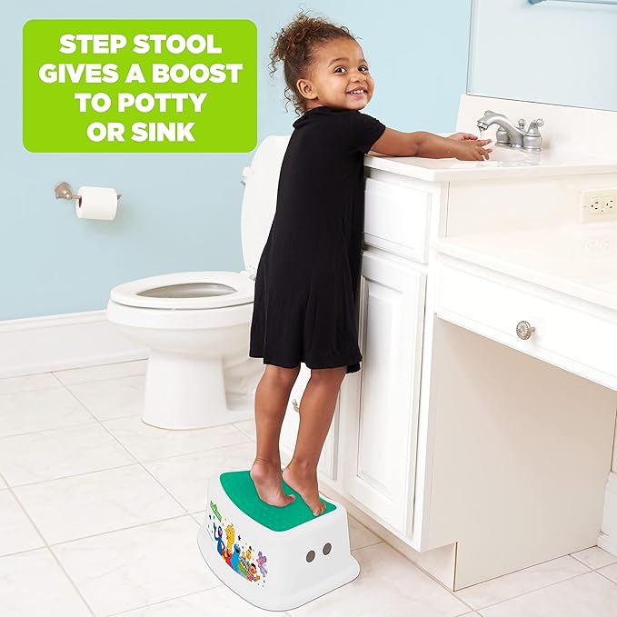 Sesame Street Sesame Squad Step Stool - Kids Step Stool, Potty Training, Non-Slip, Bathroom, Kitchen, Lightweight