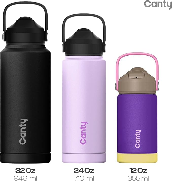 Canty Stainless Steel Water Bottle with Straw, Anti-Slip Base and Giftable Full Colored Box, Great for Travel (Lavender, 24 Oz)