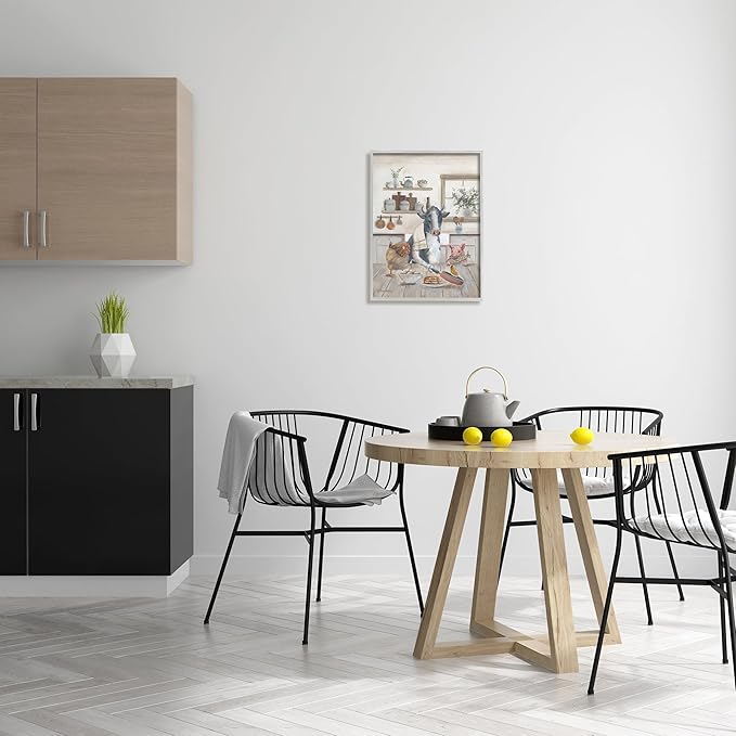 Stupell Industries Farm Animals in Kitchen Gray Framed Giclee Art Design by Pam Britton