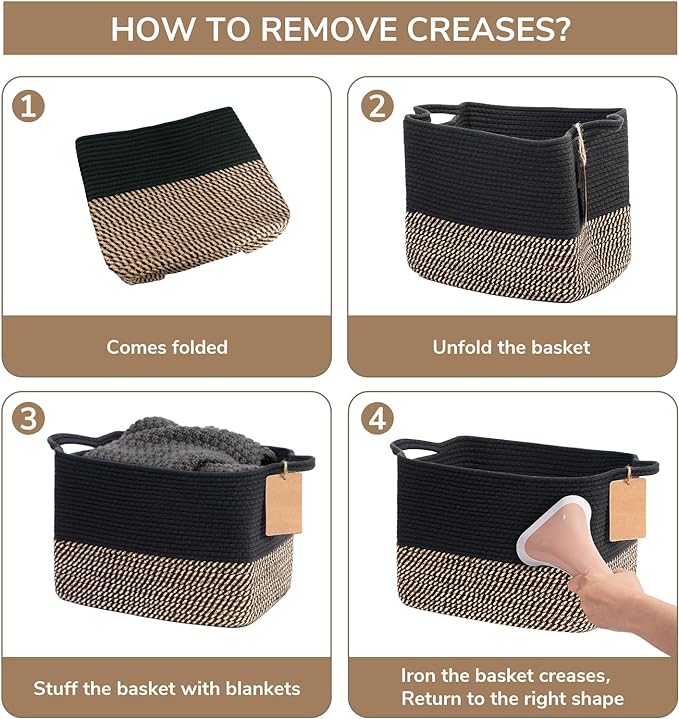 Goodpick Woven Storage Basket for Shelves, Storage Baskets for Organizing, Small Wicker Basket for Shoes,Towel, Toy Baskets Storage Kids, Empty Gift Basket with Handles, 13 x 10 x 9 Inches