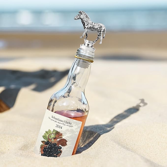 Homestia Wine Bottle Stoppers for Glass Bottles, Zebra Bottle Stopper Reusable Wine Corks Wine Tool, Zinc-Alloy Silicone Wine Stoppers, Wine Toppers with Decors