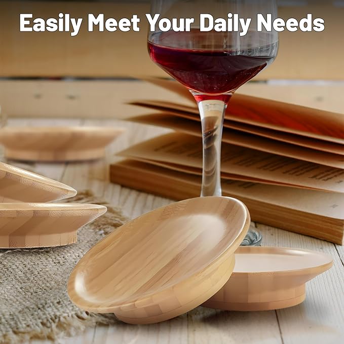 Wine Glass Charcuterie Topper, 8Pcs Charcuterie Wine Toppers, Wine Glass Charcuterie Board Topper, Bamboo Dessert Plates for Family Restaurants Bars (8 Pack)