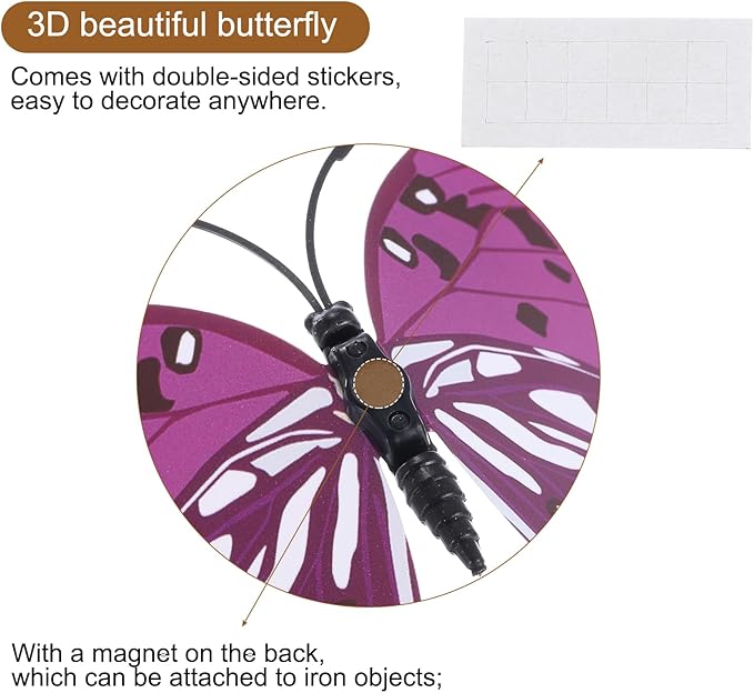 uxcell 120Pcs 3D Beautiful Butterfly Removable DIY Wall Stickers for Bedroom Living Room TV Background Decorations, Purple