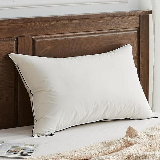 APSMILE Deep Sleep King Size Pillows, Hotel Collection AirF™ Goose Feather Down Pillow Inserts with Organic Cotton Cover, Soft Bed Pillows for Sleeping (White, 20"x36")