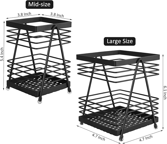 RedCall Utensil Holder for Kitchen Counter,Rectangular Matte Black Spoon Spatula Holder,Metal Steel Wire Cooking Utensil Crock Caddy Organizers,Elegant kitchen utensil holder for countertop (2 Pack)