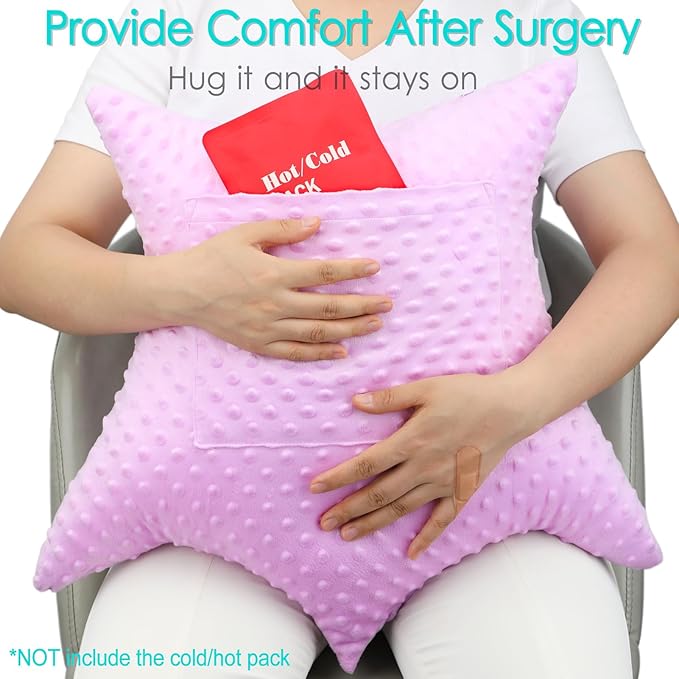 Star Hysterectomy Pillow Abdominal Recovery Pillows for C-Section Tummy Tuck Lumpectomy Myomectomy Belly Surgery Must Haves Shock Absorbing Cough Cushion Patients Gifts Minky Dot Lavender