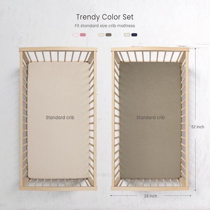 Baby Muslin Crib Sheets - Toddler Cotton Fitted Crib Sheets Neutral for Boys and Girls 2Pack