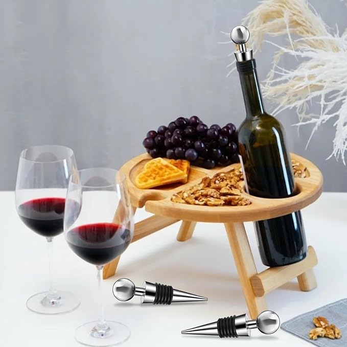 4 Set Wine Stoppers Vacuum Aluminium Silicone Wine Bottle Stopper Reusable, Leak-Proof Wine Corks Caps for Bar, Party, Camping, And Wedding