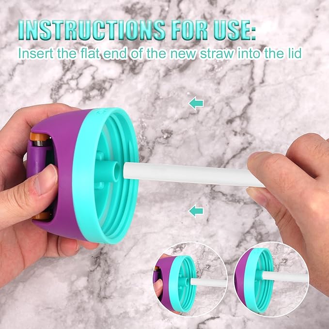 4pcs Pink Replacement Mouth Gasket Stopper for Owala FreeSip 19/24/25/32/40oz Cap, with 1 Brush & 4pcs White Straws with Scale, Water Bottle Lid Top Plug Rubber Seal Part Accessories