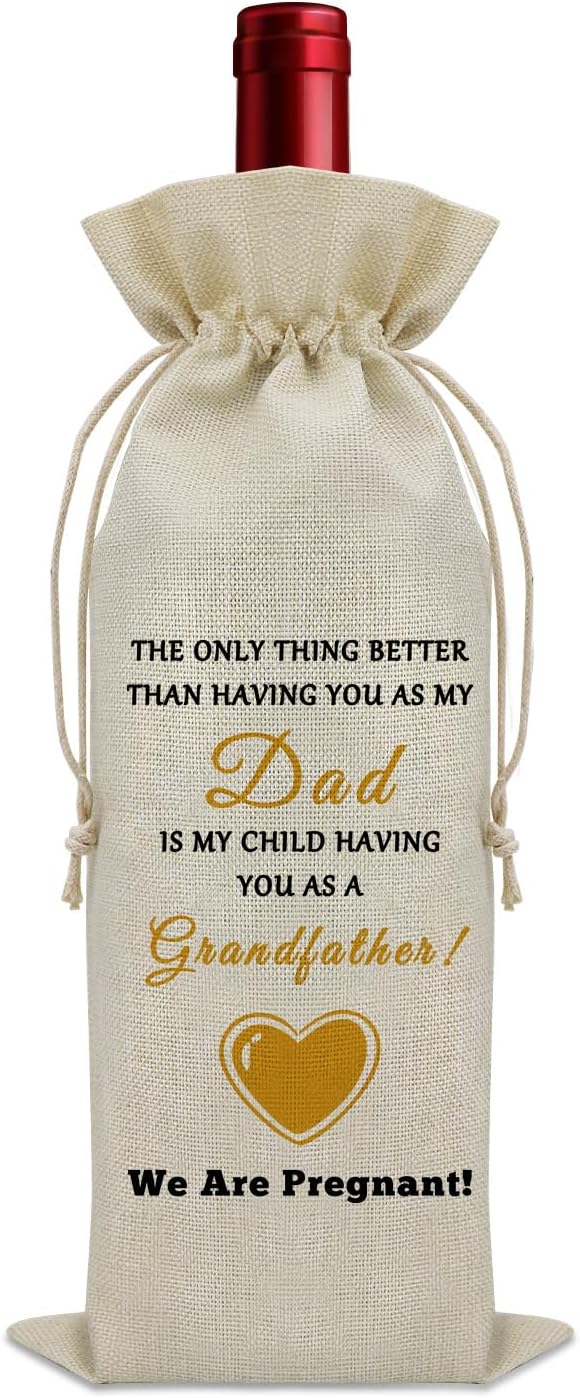 New Grandfather Father's Day Gift Wine Bag Grandpa to Be Gifts Pregnancy Announcement Gifts for Grandpa Wine Accessories Gifts for Wine Lovers Promoted to Grandpa Gifts Wine Bottle Decoration Bag