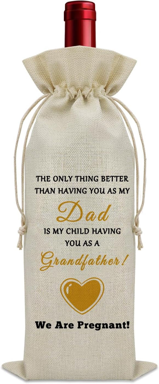 New Grandfather Father's Day Gift Wine Bag Grandpa to Be Gifts Pregnancy Announcement Gifts for Grandpa Wine Accessories Gifts for Wine Lovers Promoted to Grandpa Gifts Wine Bottle Decoration Bag