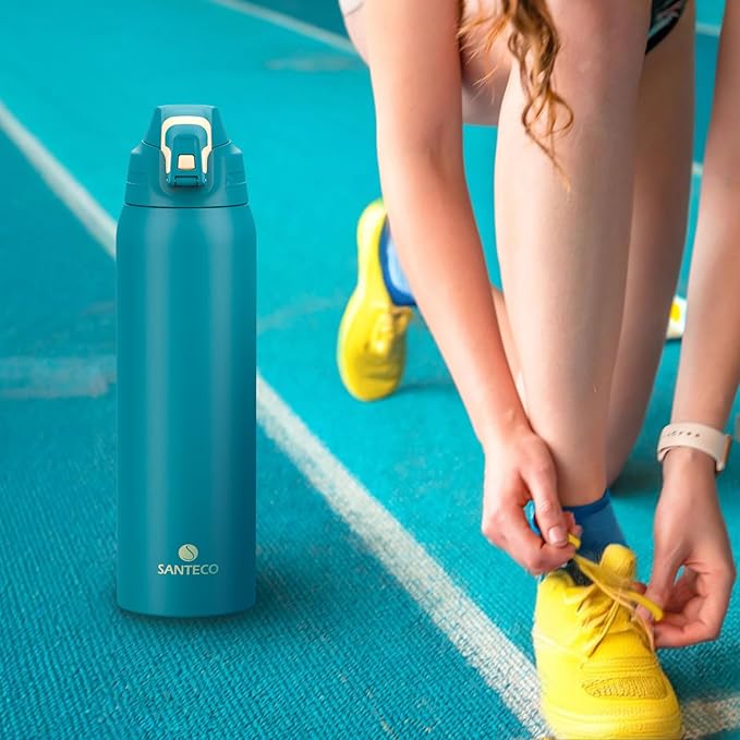 Insulated Sports Water Bottle, Stainless Steel Water Bottles with Locking Flip Top Lid, Insulated Bottle with Double-Wall Vacuum Insulation for Fitness and Outdoor Enthusiasts
