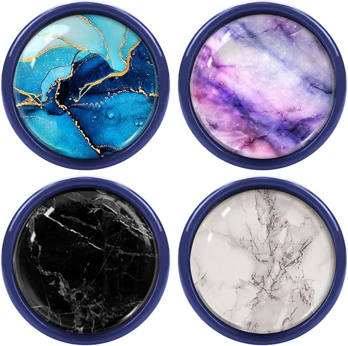 WIRESTER Set of 4 Ceramic Cork Decorative Wine Bottle Stoppers For Bar, Holiday, Party, Wedding - Marble Pattern