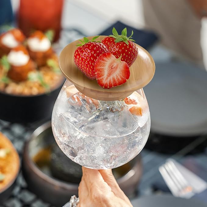 Wine Glass Charcuterie Topper, 4Pcs Charcuterie Wine Toppers, Wine Glass Charcuterie Board Topper, Bamboo Dessert Plates for Family Restaurants Bars (4 Pack)