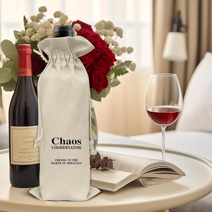 Chaos Coordinator Gifts Wine Bag Thank You Gifts for Coworker Boss Manager Teacher Nurse Doctor Chaos Coordinator Wine Gift Bag