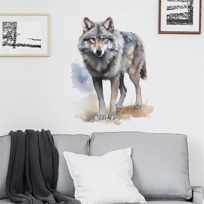 Waterproof Removable Vinyl PVC Wolf Safari Animal Wall Decal Wall Sticker for Nursery School Classroom Livingroom Bedroom Bathroom Decor Peel Stick Art Wallpaper Stickers,Room Decals