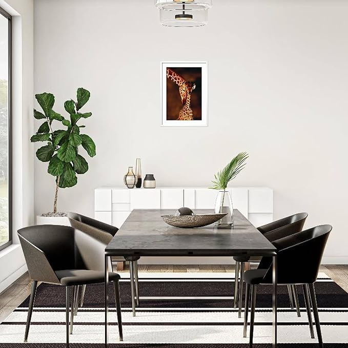 Framed Wall Art Prints Giraffe and Baby by Lantern Press, Animals Decor, 16" x 24", White Frame with White Mat