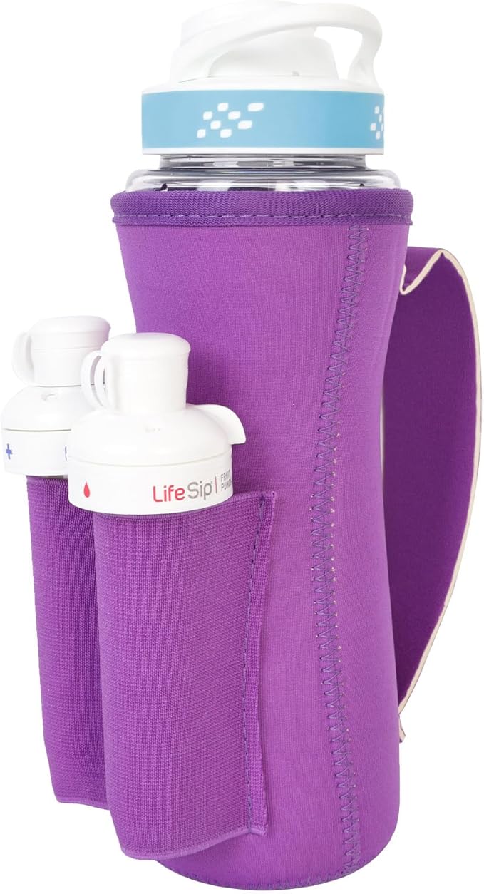 Sleeve for Cirkul Water Bottle with Cartridges Holder and Handle 22oz Water Bottle Holder for Cirkul Plastic and Stainless Steel Bottle Neoprene Sleeve for Cirkul Bottle (2 Pcs Purple)