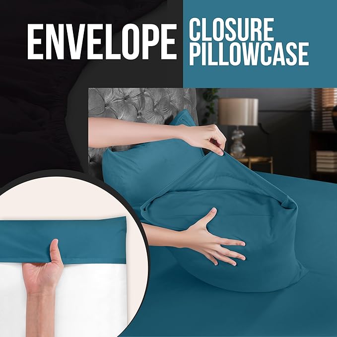 Utopia Bedding Queen Pillow Cases - 2 Pack - Envelope Closure - Soft Brushed Microfiber Fabric - Shrinkage and Fade Resistant Pillow Covers 20 X 30 Inches (Queen, Denim Blue)