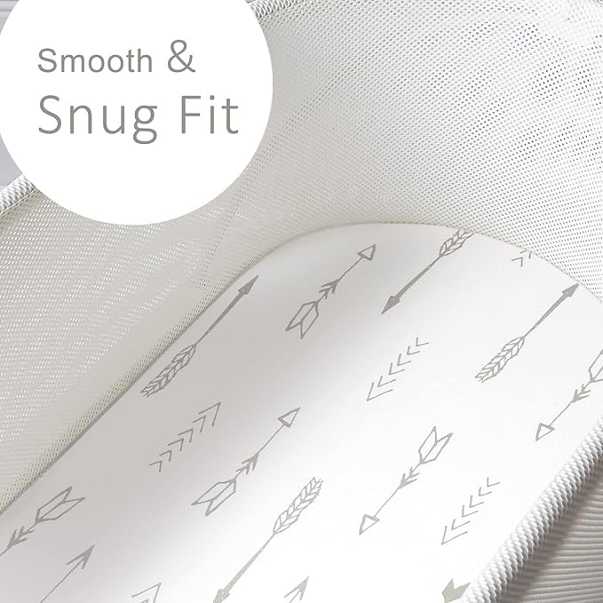 GRSSDER Stretchy Ultra Soft Fitted Bassinet Sheet Set 2 Pack, Universal Fit for Bassinets Baby Cradle Moses Basket Oval Rectangle Mattress, Christmas Trees/Arrows Bassinet Sheets for Girls and Boys