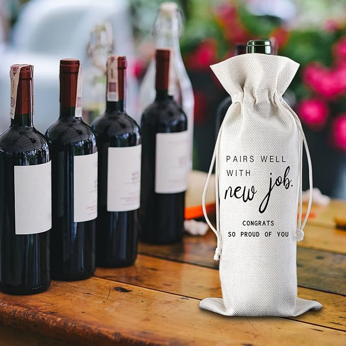 New Job Gifts Pairs Well with New Job Congrats So Proud of You Wine Bag Congratulations Gifts for Men or Women Going Away Gift for Coworker Farewell Gift for Boss Champagne Wine Bags Gift