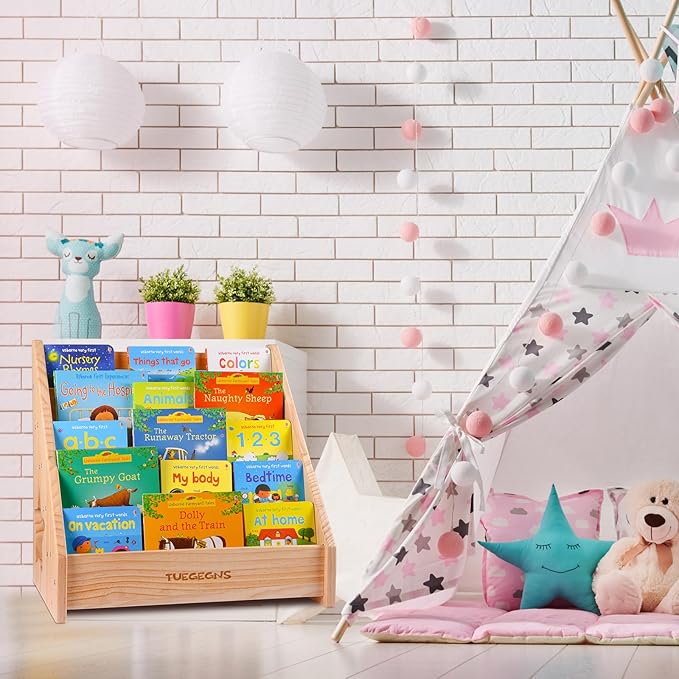 Montessori Bookshelf,Toddler Bookshelf for Kids,Organize Your Little One's Reading Adventure with Our Kids Bookshelf - Perfect for Kids!(Wood)