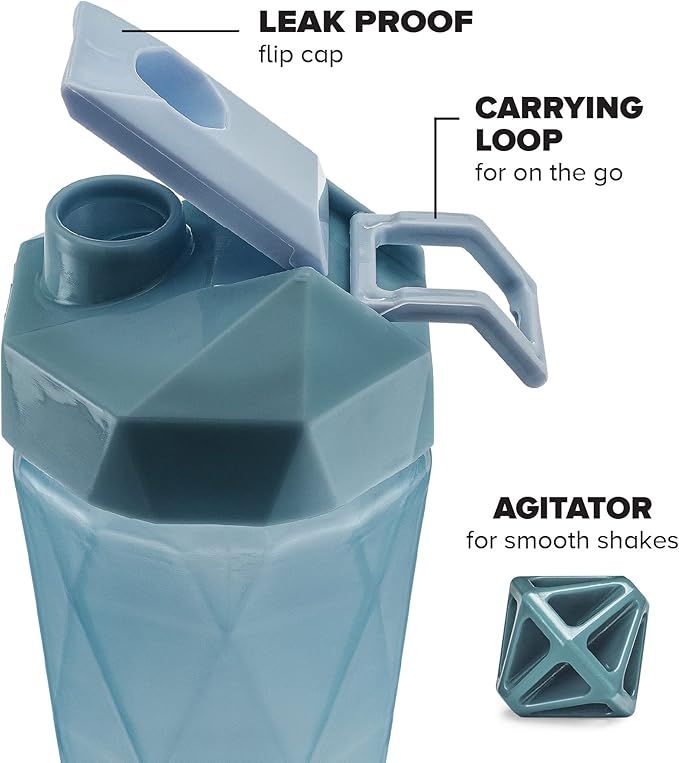 Classic 28oz Blender Shaker Bottle | Protein Shaker Bottle with Diamond Agitator | Shaker Cup with Carrying Handle and Dishwasher Safe | Jet Black - 28-Ounces