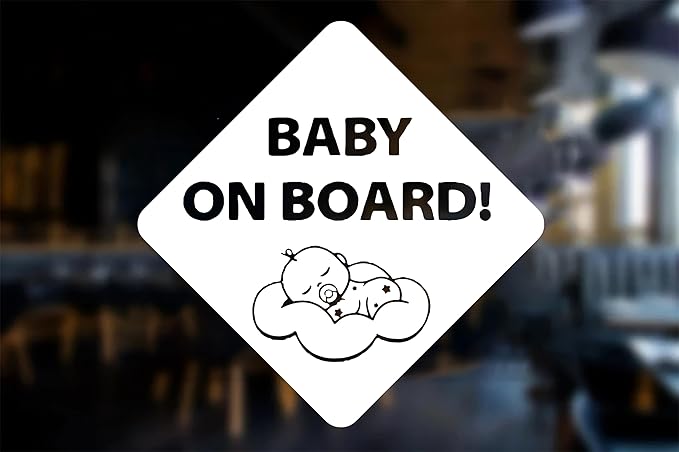 Baby on Board Sleepy Baby Viynl Decal Sticker for Windows, Car Sticker | Cars Trucks Vans, Bumper Sticker, Size: 5inch (White)