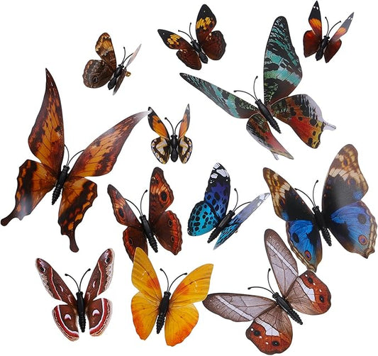 uxcell 120Pcs 3D Beautiful Butterfly Removable DIY Wall Stickers for Bedroom TV Background Decorations, Brown
