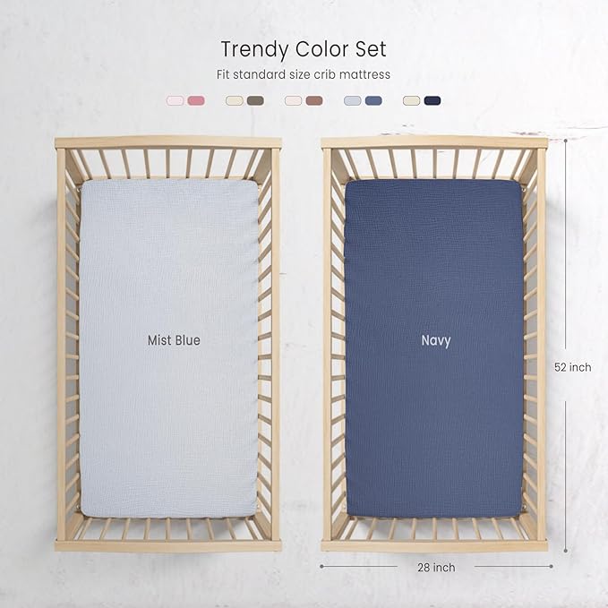 Baby Muslin Crib Sheets - Toddler Cotton Fitted Crib Sheets Neutral for Boys and Girls 2Pack
