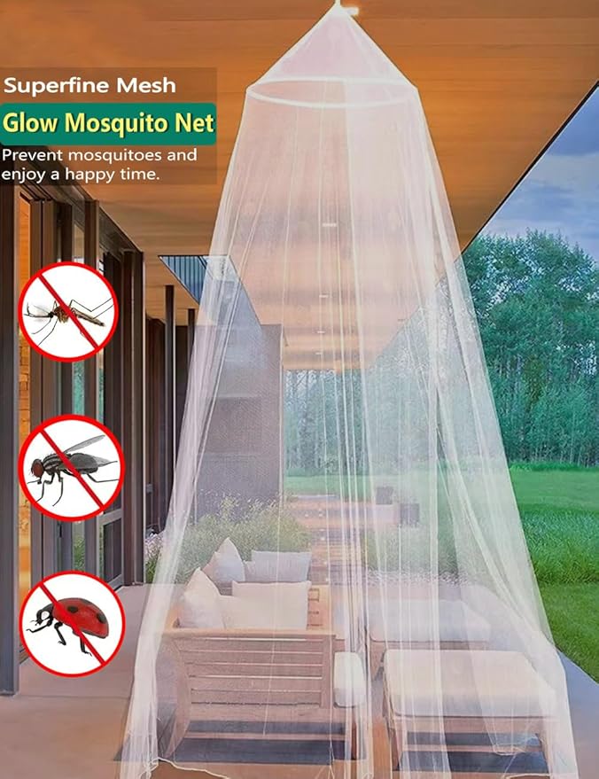 Bed Canopy Romantic Round Bed Curtain Draperies Mosquito Net for Full Size Bed, White