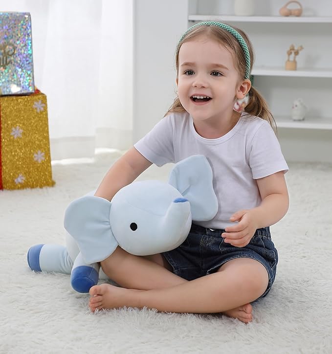 24" 4.2lbs Elephant Weighted Stuffed Animals,Cute Cuddle Plushie toy Weighted Elephant Plush Throw Pillow for Children Kids Adults(Elephant)