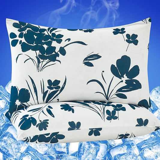Cooling Pillow Cases for Hot Sleepers - Double Side Arc-Chill Q-Max>0.5 Cooling Fiber Cool Pillow Cases 2 Pack - Breathable Soft Cold Pillow Cases with Hidden Zipper (20" x 36")