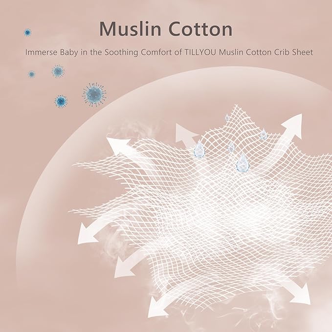 TILLYOU 2 Pack Muslin Crib Sheet for Boys and Girls - 100% Cotton Fitted Crib Sheet for Toddler Standard Crib Mattress, Soft and Breathable, 52"x28"x8",Forest Green&Light Green