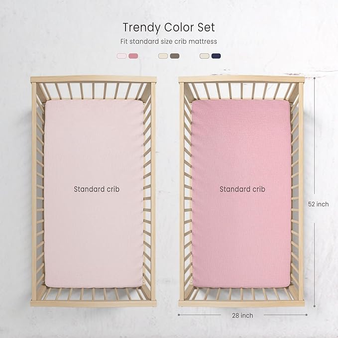 Baby Muslin Crib Sheets - Toddler Cotton Fitted Crib Sheets Neutral for Boys and Girls 2Pack