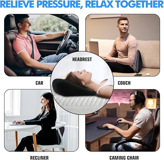 Soft Lumbar Support Pillow for Driving Seat 100% Memory Foam Lumbar Pillow for Lower Back Pain Relief, Lumbar Support Cushion for Car Seat, Office Chair Blue