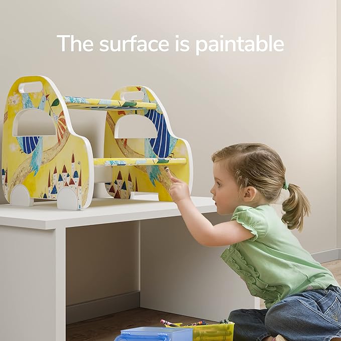 AMBIRD Wooden Step Stool, Two Step Stools Toddler with Safety Non-Slip Pads and Handles, White Bamboo Step Stool for Bathroom, Bedroom, Kitchen Step Stools Kids