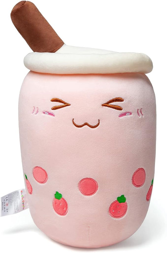 Niuniu Daddy Boba Stuffed Toy, Pink Milk Tea Plushie, Soft Polyester Plush, Cuddle Pillow, Great Gift for Birthday/Christmas