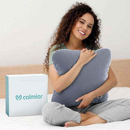 Calmier - 12 lb Sensory Weighted Pillow - Glass Bead Filled Hug Pillow - Ultra Plush Cozy Weighted Pillows for Adults and Kids - Child Sensory Pillow - Weighted Lap Pad (Light Grey - Minky, 12 LBS)