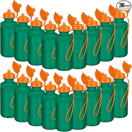 Zubebe 36 Pcs Sports Water Bottles Bulk 20 oz Squeeze Reusable Plastic Water Bottle with Nylon Strap Blank DIY Water Bottles for Kids Adults School Thanks Gift Outdoor Sport Fitness
